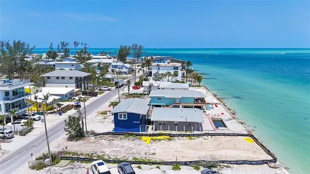 a view of a city with lawn chairs