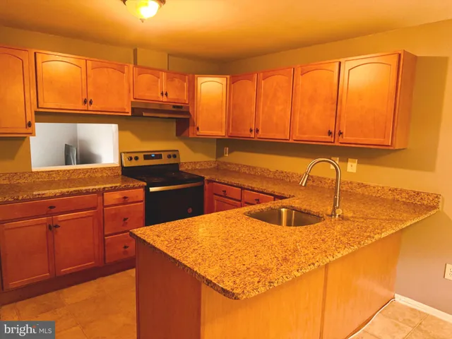 a kitchen with a sink a stove and cabinets