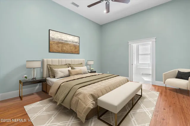 a view of a wooden deck with a bench