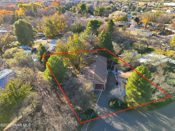 an aerial view of a house