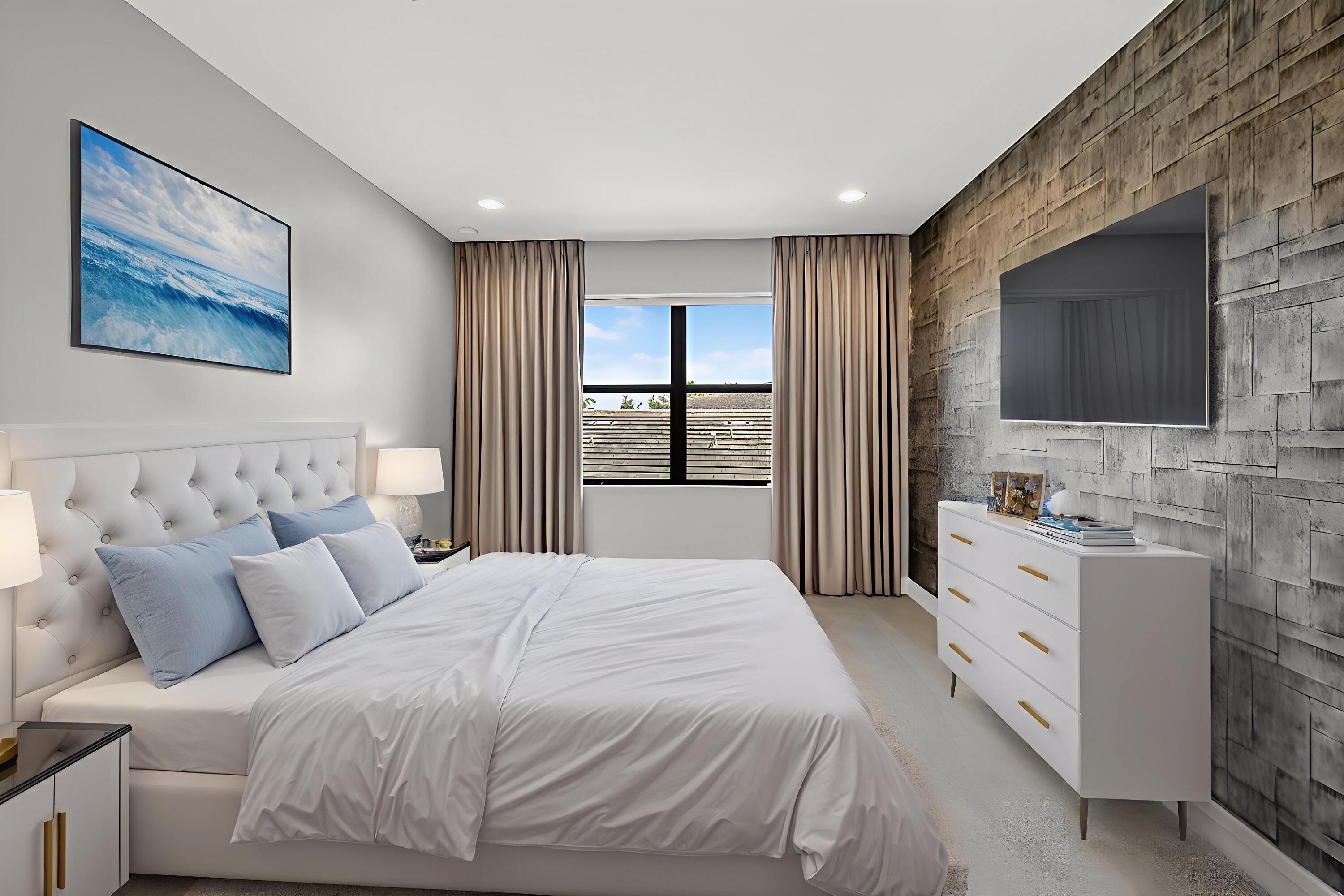 8618 Tower Bridge Court Boca Raton, FL 33496 - Photo 25 of 53 a spacious bedroom with a large bed and a flat screen tv