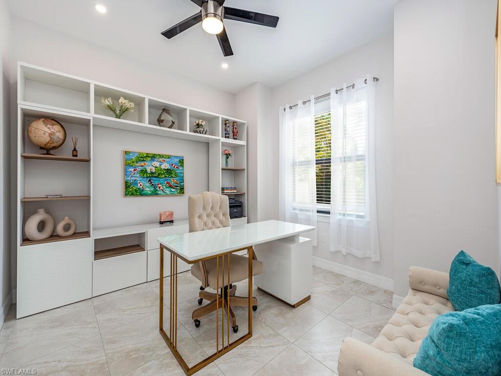 1021 Creech Road Naples, FL 34103 - Photo 11 of 12 Office space featuring ceiling fan and recessed lighting