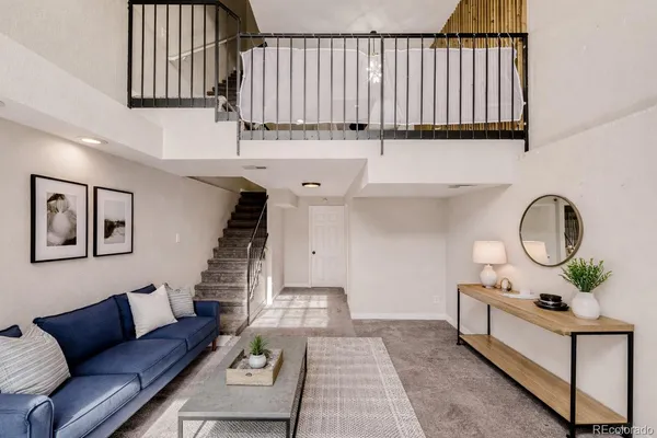 a living room with furniture