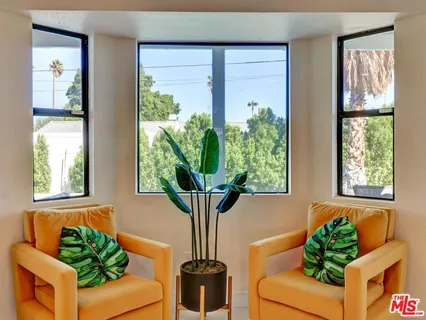 a living room filled with furniture and a potted plant