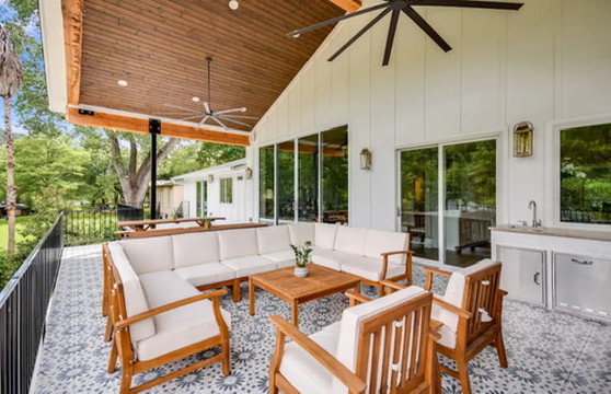 2007 Manana Street Austin, TX 78730 - Photo 13 of 38 View of patio featuring ceiling fan, an outdoor hangout area, and area for grilling