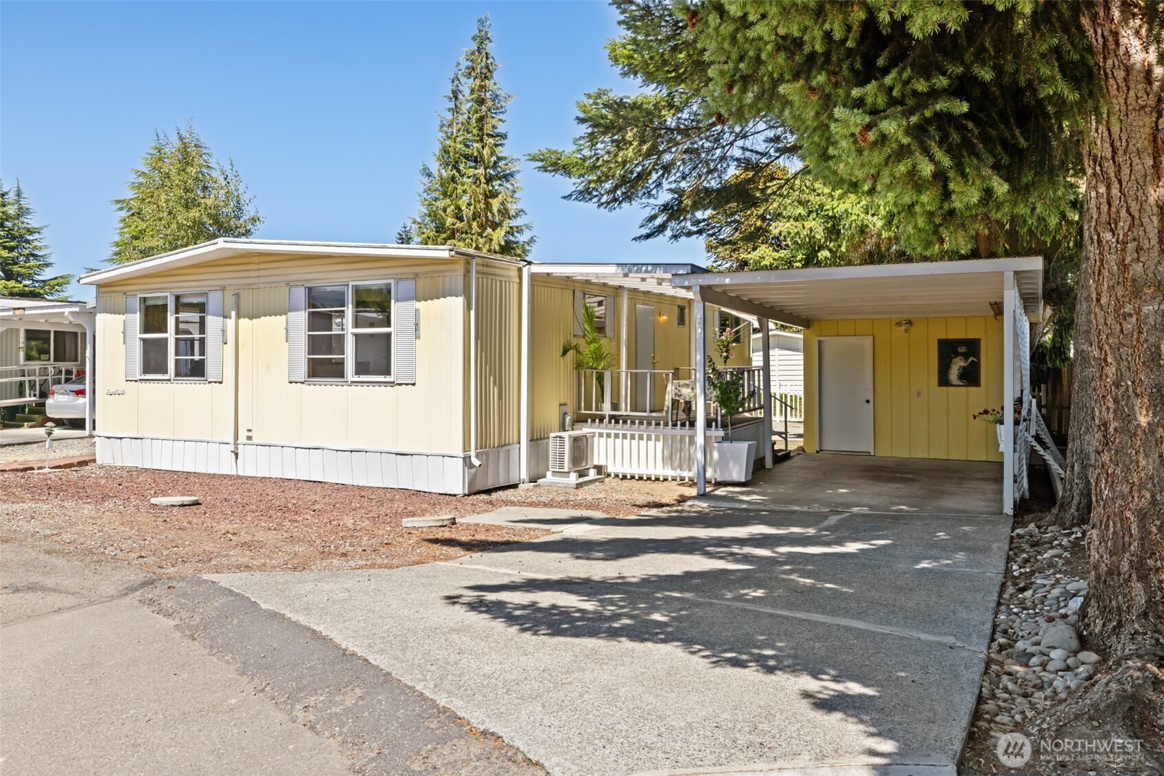 a view of a house with a patio