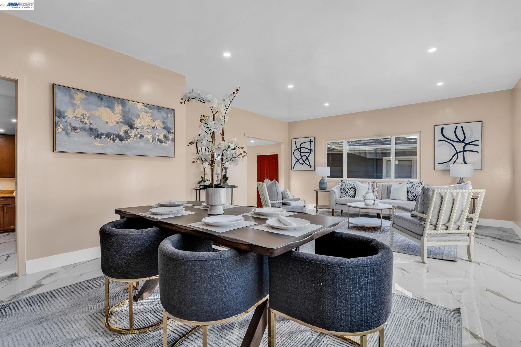4628 Fieldbrook Road Oakland, CA 94619 - Photo 12 of 40 a view of a dining room with furniture window and wooden floor