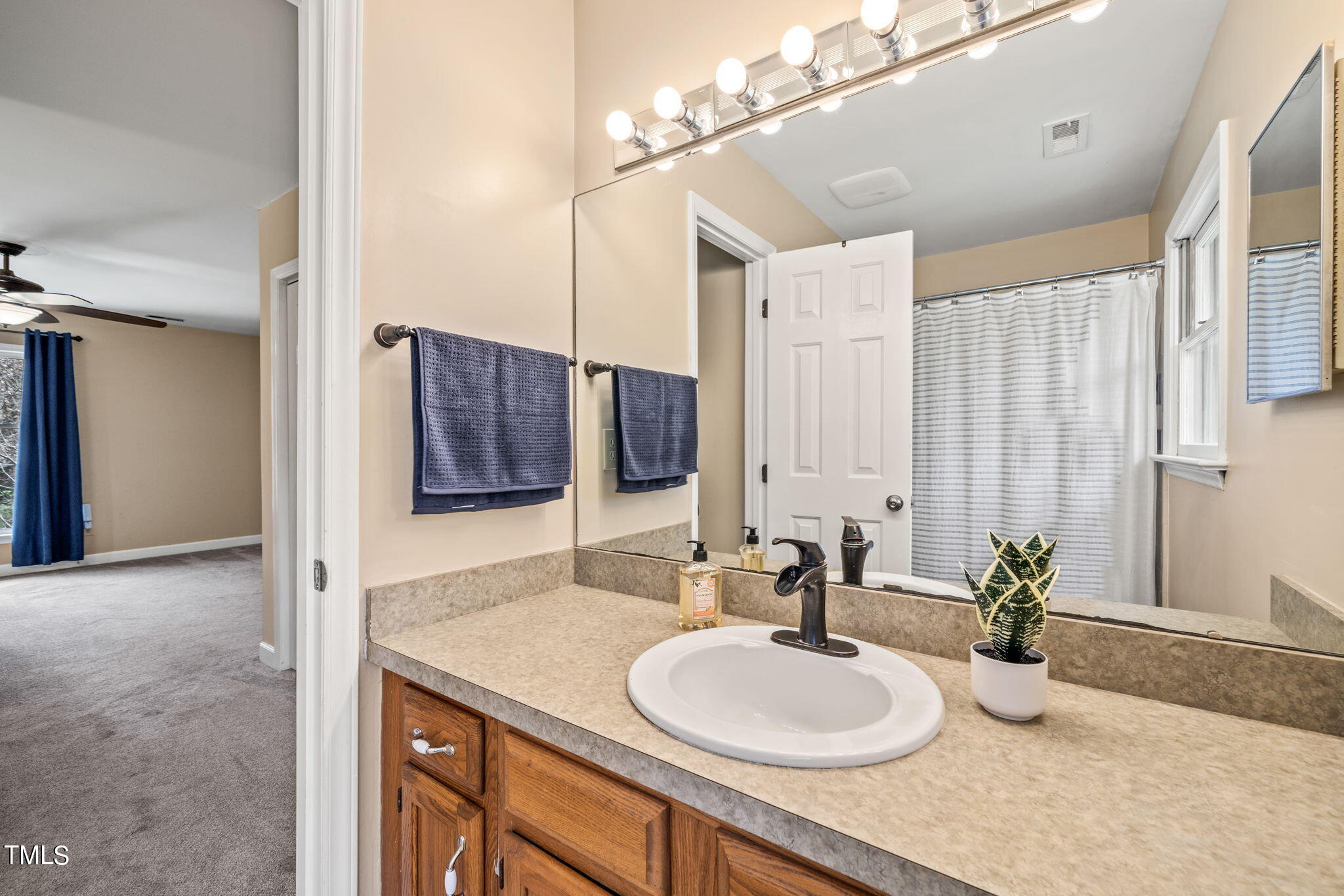 2415 Tryon Road Durham, NC 27705 - Photo 25 of 39 a bathroom with a double vanity sink and a mirror