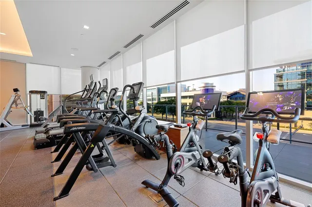 a view of a room with gym equipment