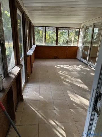 a living room with a large window