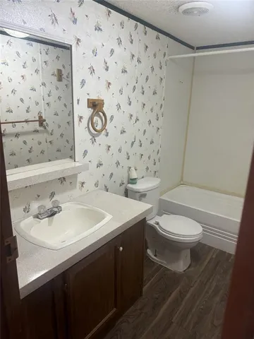 a bathroom with a sink toilet and vanity