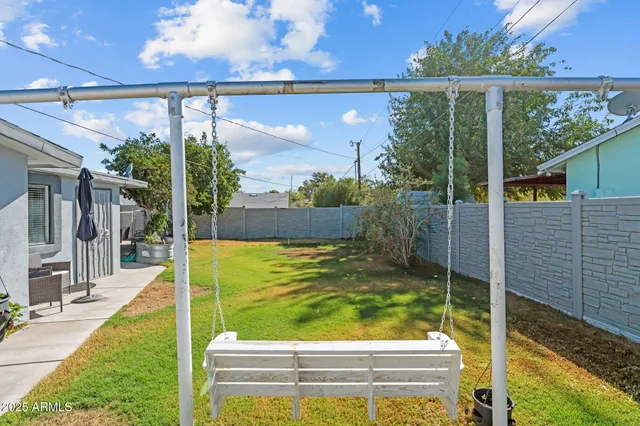 a view of yard from deck