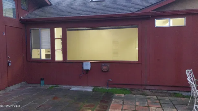 a view of a room with a window