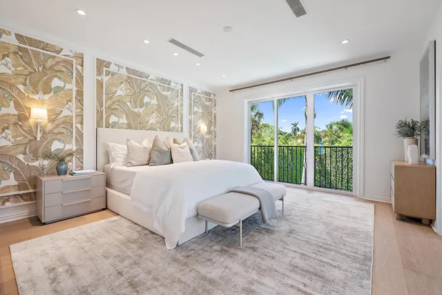 a garden view with a seating space