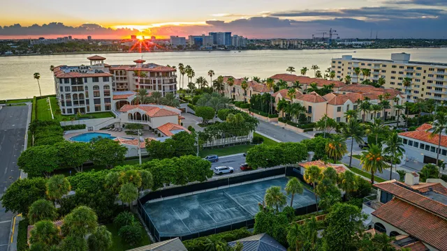 a view of a city and a lake