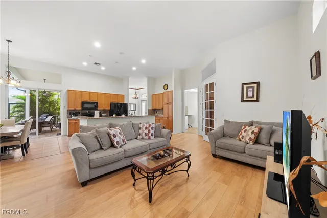 a living room with furniture and a couch