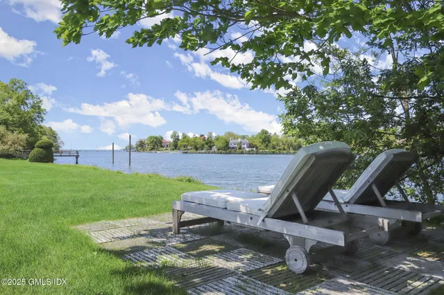 a view of a lake with a deck