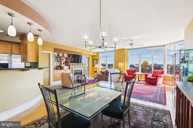 a view of a dining room and livingroom