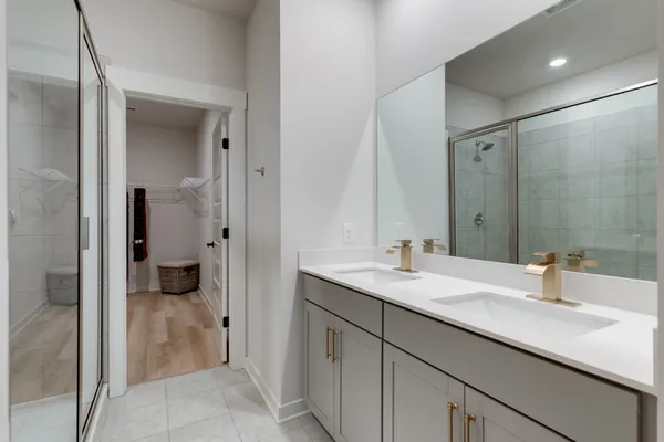 a bathroom with a shower