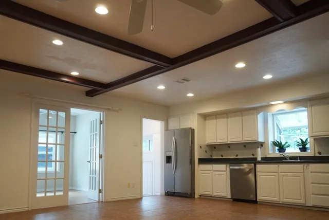 an empty room with windows