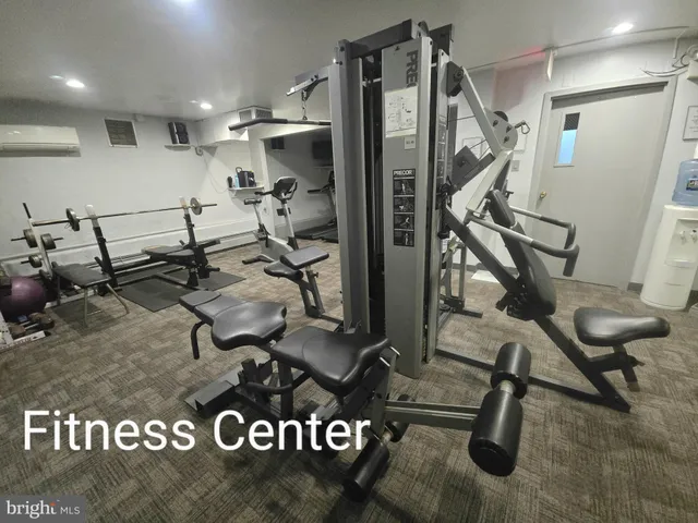 a view of a room with gym equipment