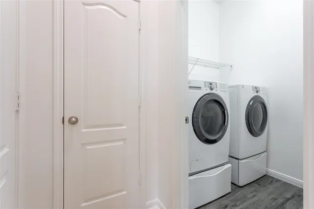 a utility room with dryer and washer