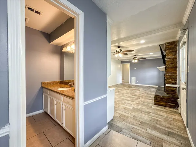 a view of a kitchen cabinets and a kitchen