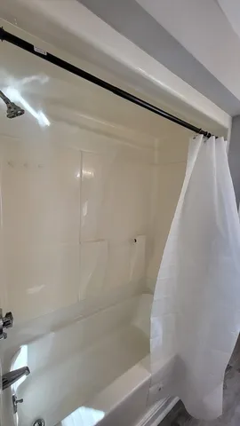 a bathroom with a bathtub