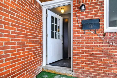 a view of a brick building