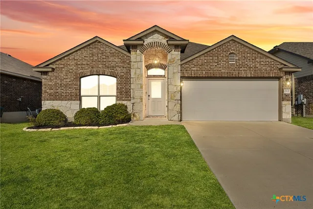 a front view of a house with garden