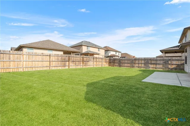 a view of a large garden with plants and large trees