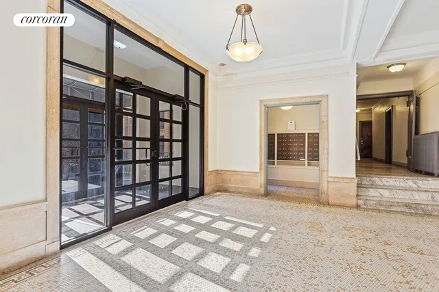 a view of an empty room with a balcony