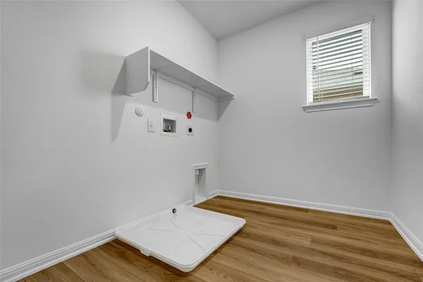 an empty room with a workbench