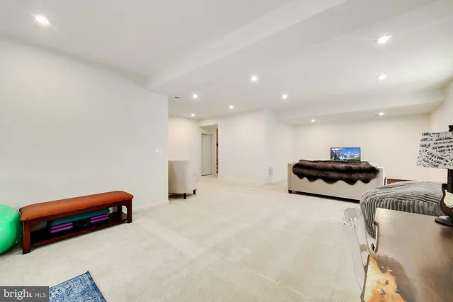 a storage room with furniture