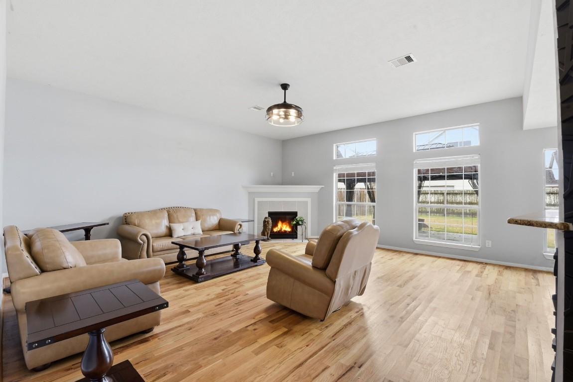6534 Granbury Road Manvel, TX 77578 - Photo 17 of 49 a living room with furniture and a fireplace