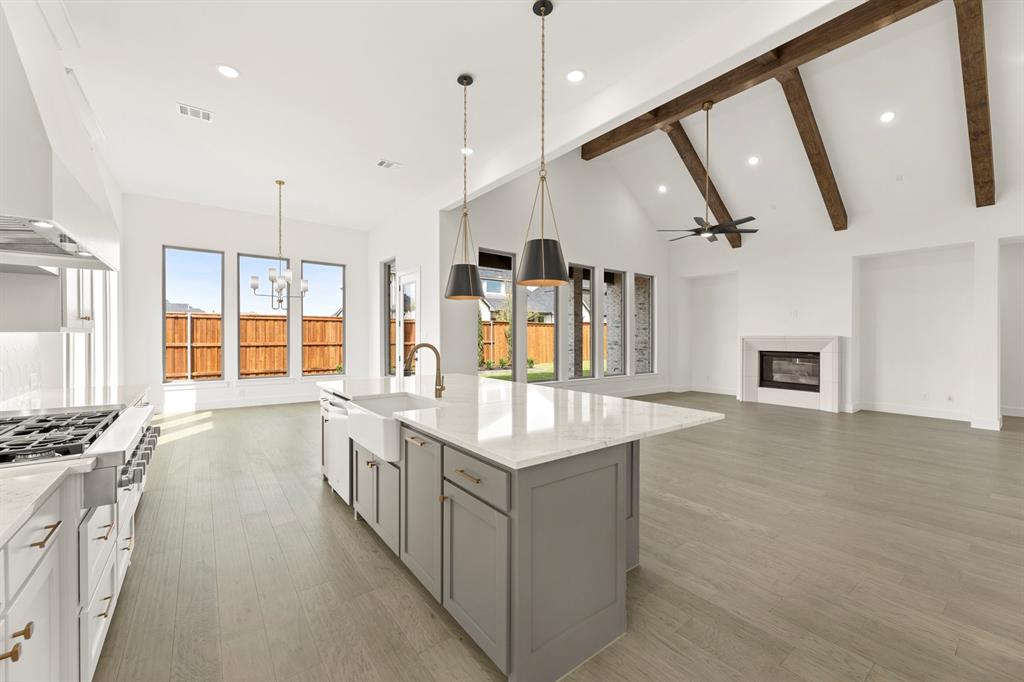 4416 Meander Way Prosper, TX 75078 - Photo 15 of 40 a kitchen with stainless steel appliances granite countertop a sink and a stove