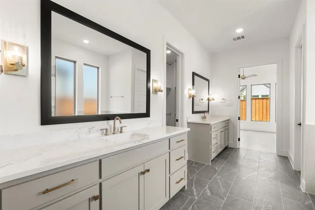 a bathroom with a bathtub