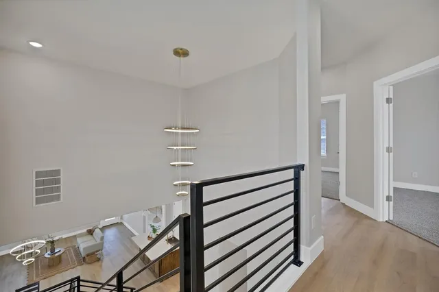 a view of a hallway with workspace