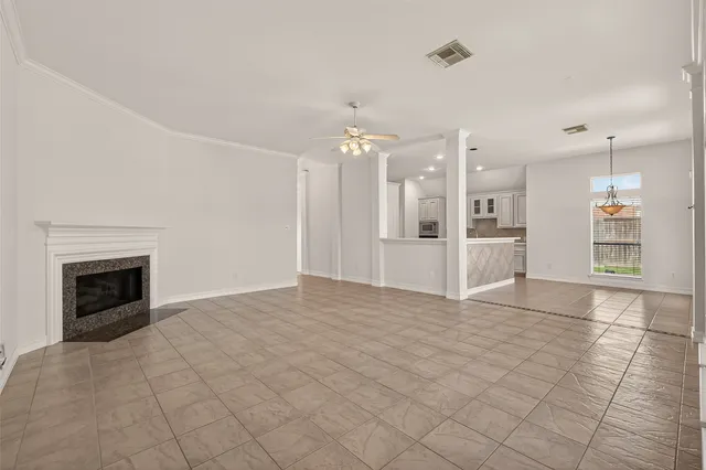 a view of a livingroom with a fireplace