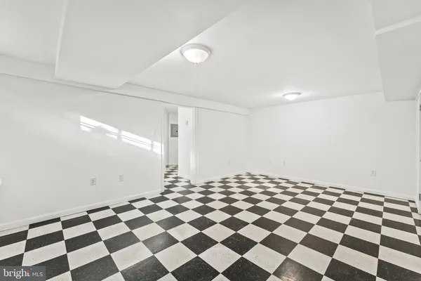 a black and white checkered floor