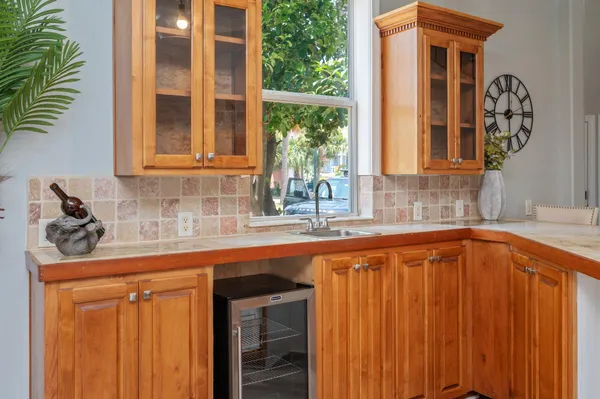 a kitchen with a stove and a microwave