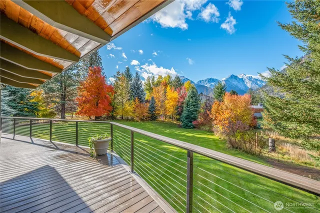 a view of a balcony with an outdoor space