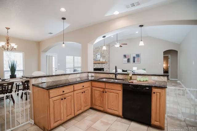 a kitchen with lots of counter top space