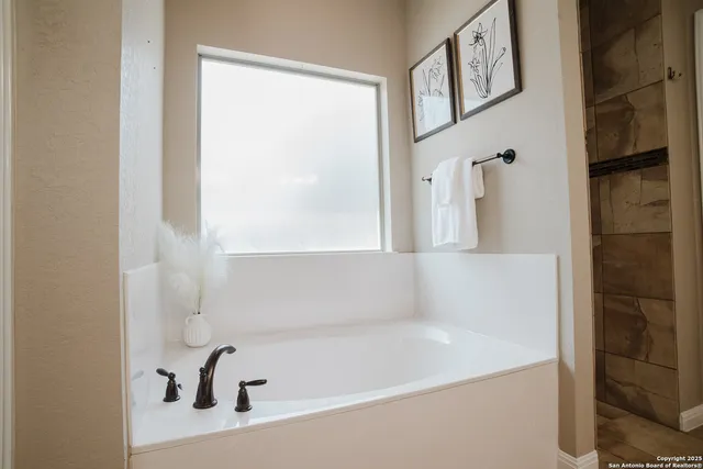 a bathroom with a tub