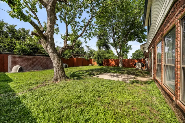 a view of a yard with a tree