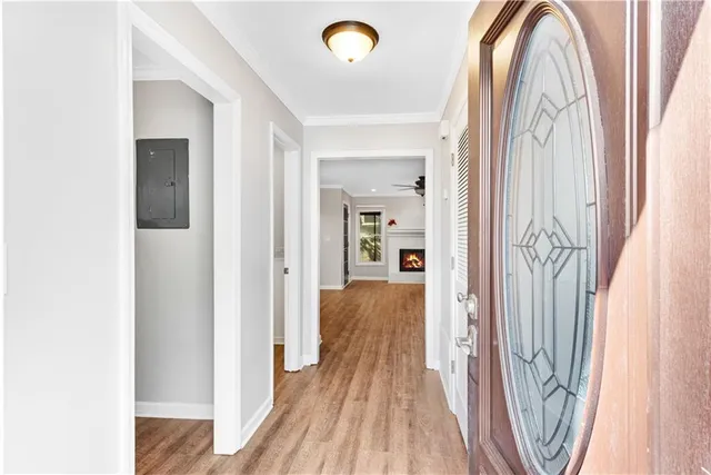 a view of livingroom with furniture and wooden floor