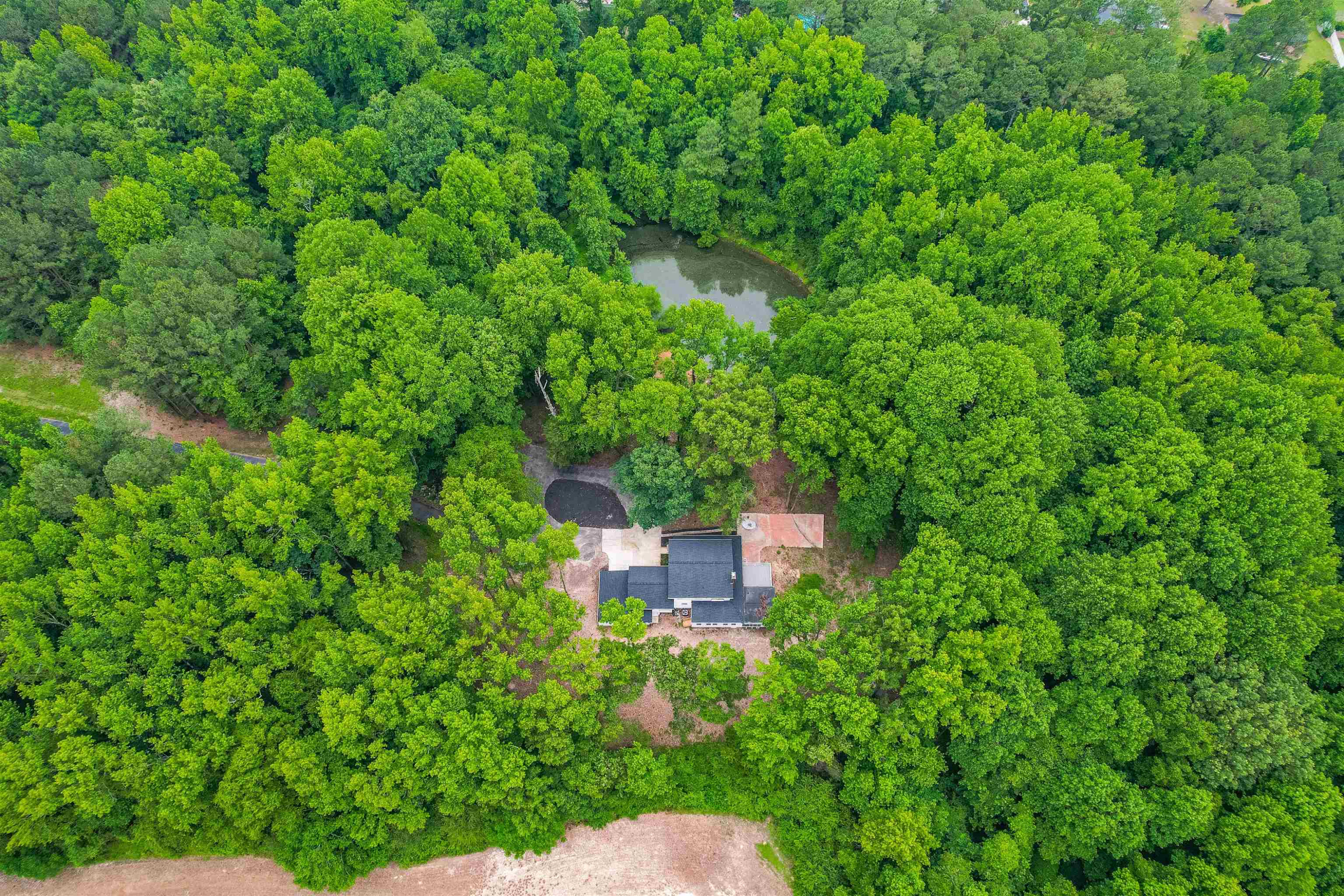 3597 Browns Pond Road Selma, NC 27576 - Photo 38 of 45 Overhead View of Home and Pond
