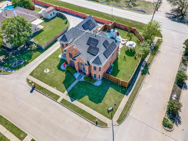 an aerial view of a house