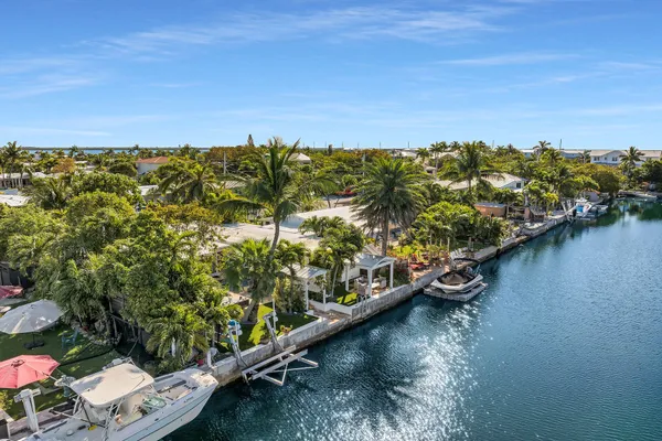 a view of a lake with a city