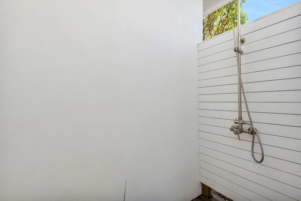 an outdoor space with patio furniture